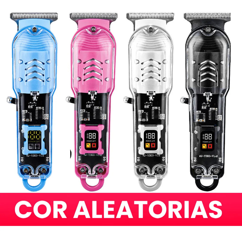 Máquina de Barba Profissional 2 em 1 Sem Fio com Visor Digital