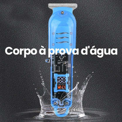Máquina de Barba Profissional 2 em 1 Sem Fio com Visor Digital