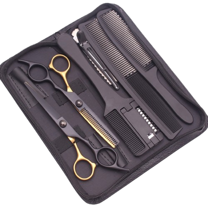 Tesoura de cabeleireiro preto-ouro