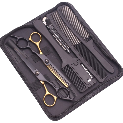 Tesoura de cabeleireiro preto-ouro